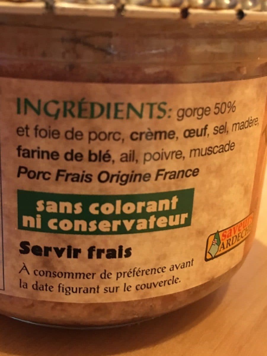 Open Food Facts Terrine ardéchoise pur porc packshot