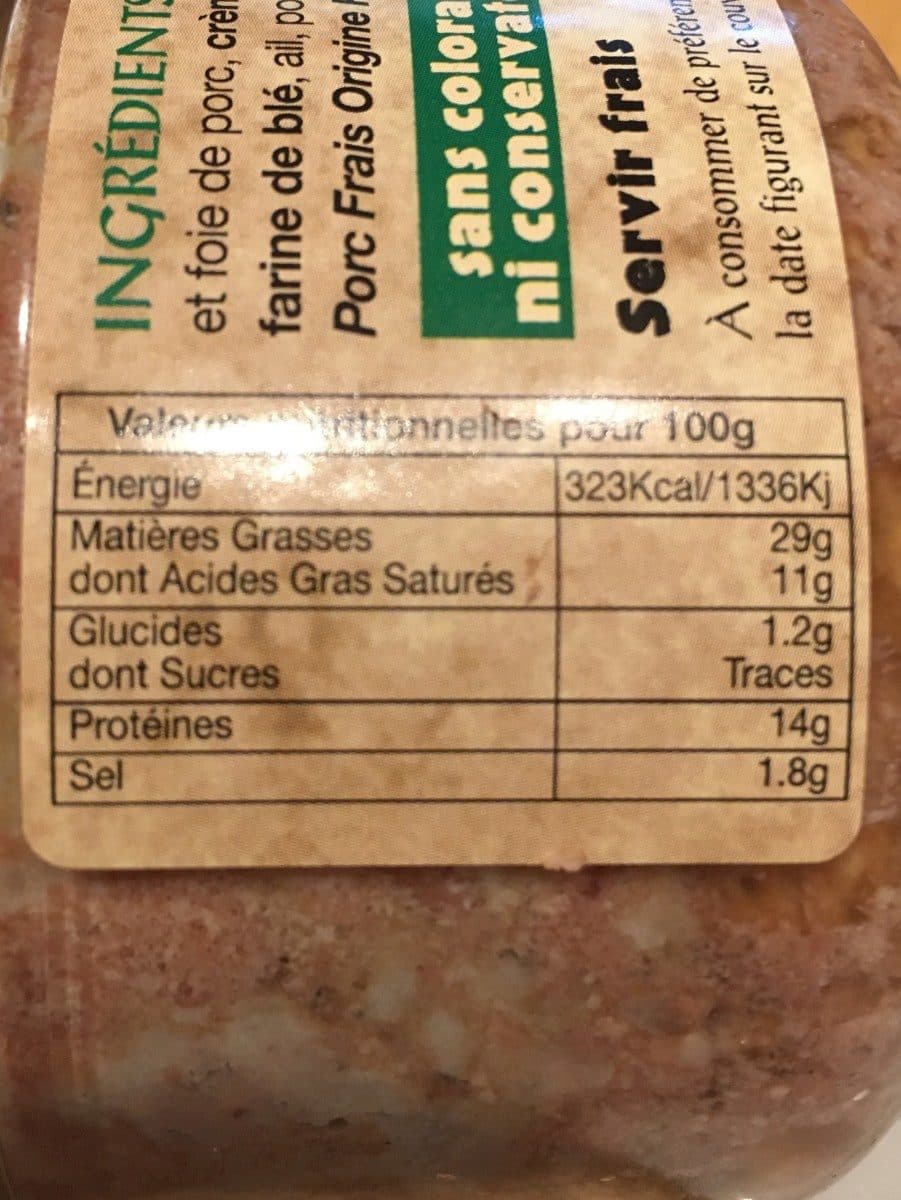 Open Food Facts Terrine ardéchoise pur porc packshot