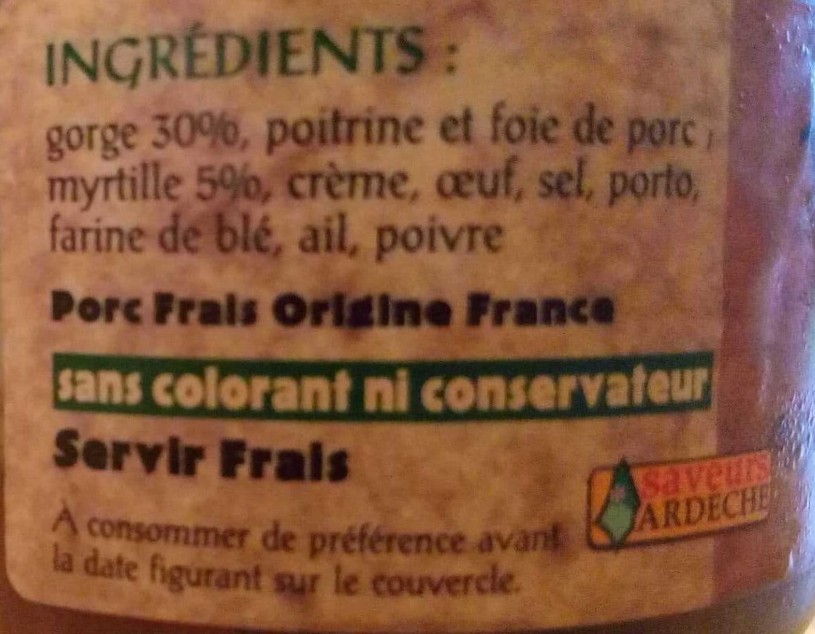 Noël Puzzi Terrine de porc aux myrtilles packshot