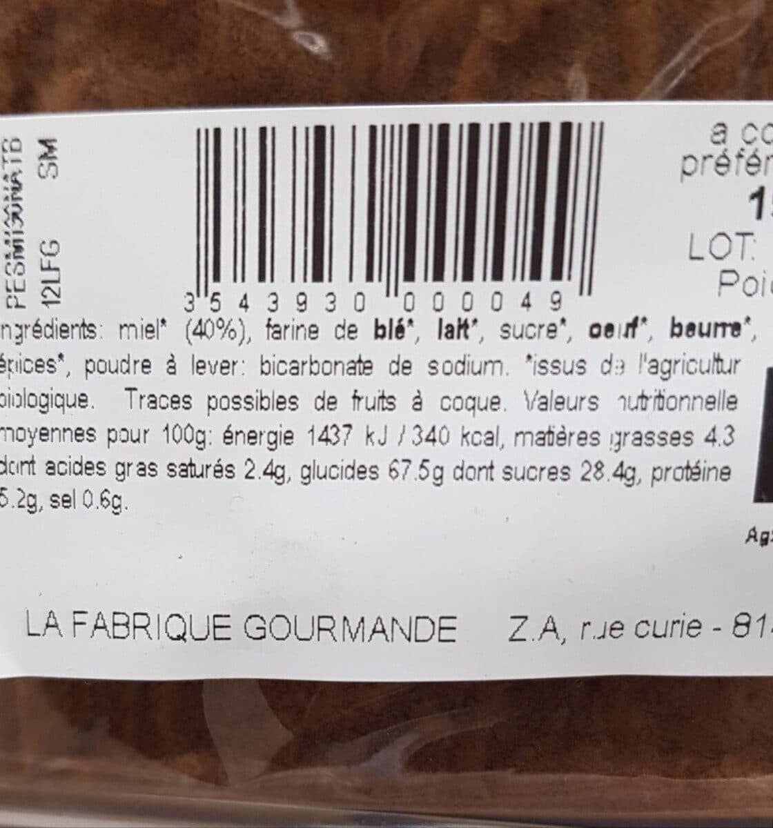 Open Food Facts Pain d'épices au miel bio packshot