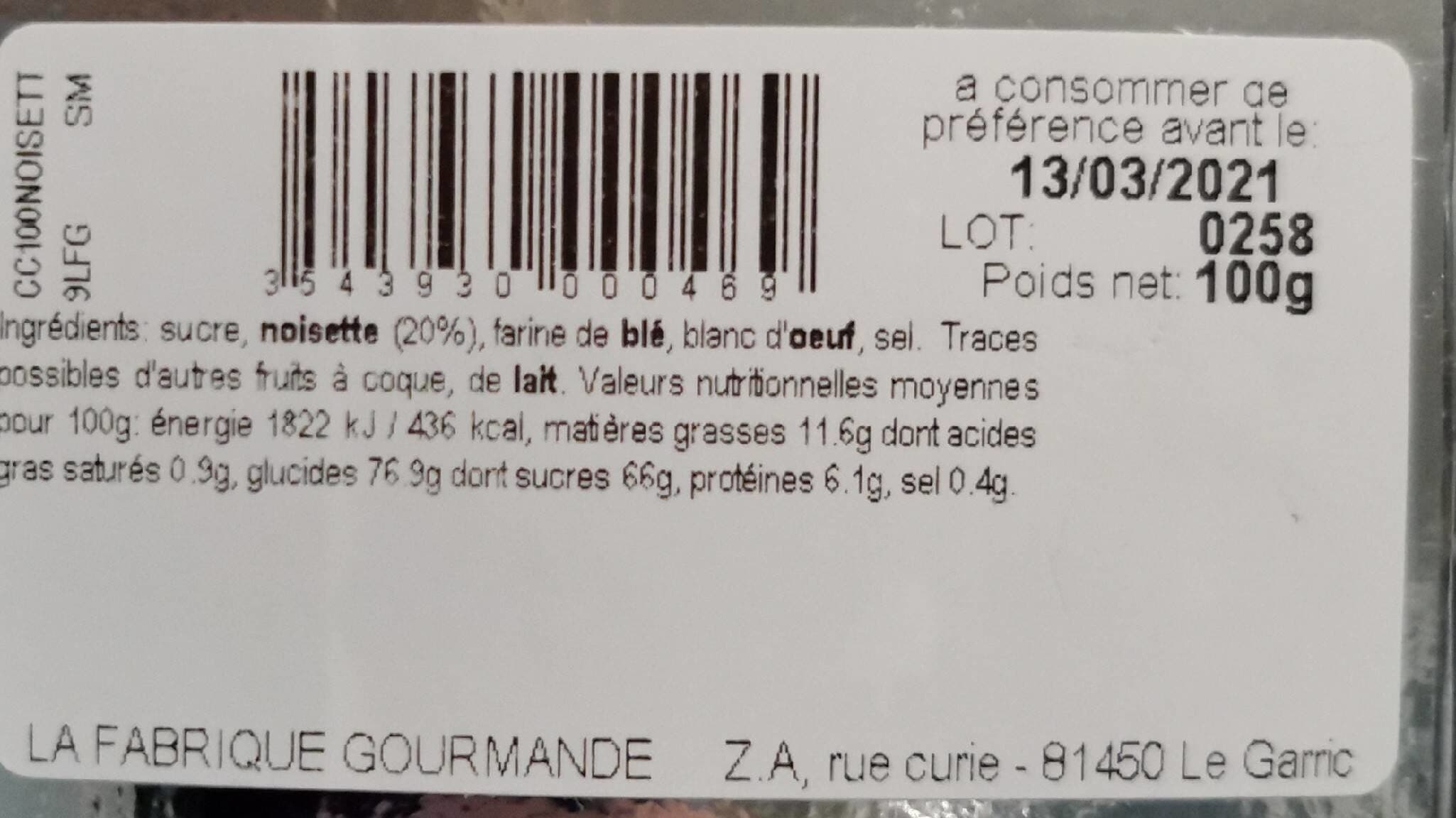 Open Food Facts Croquant aux noisettes packshot