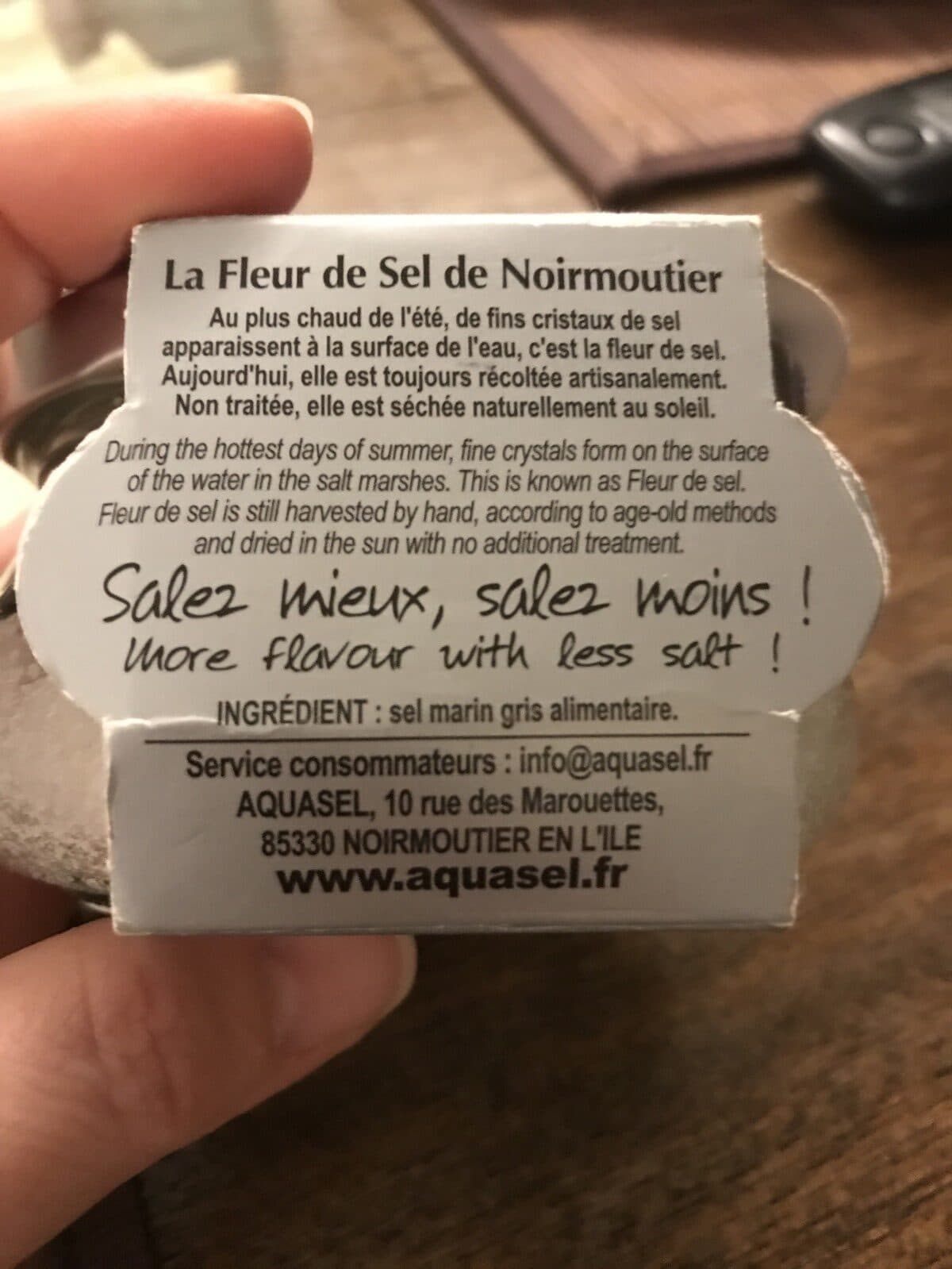 Open Food Facts Fleur De Sel De Noirmoutier, 130 Grammes, Marque Aquasel packshot