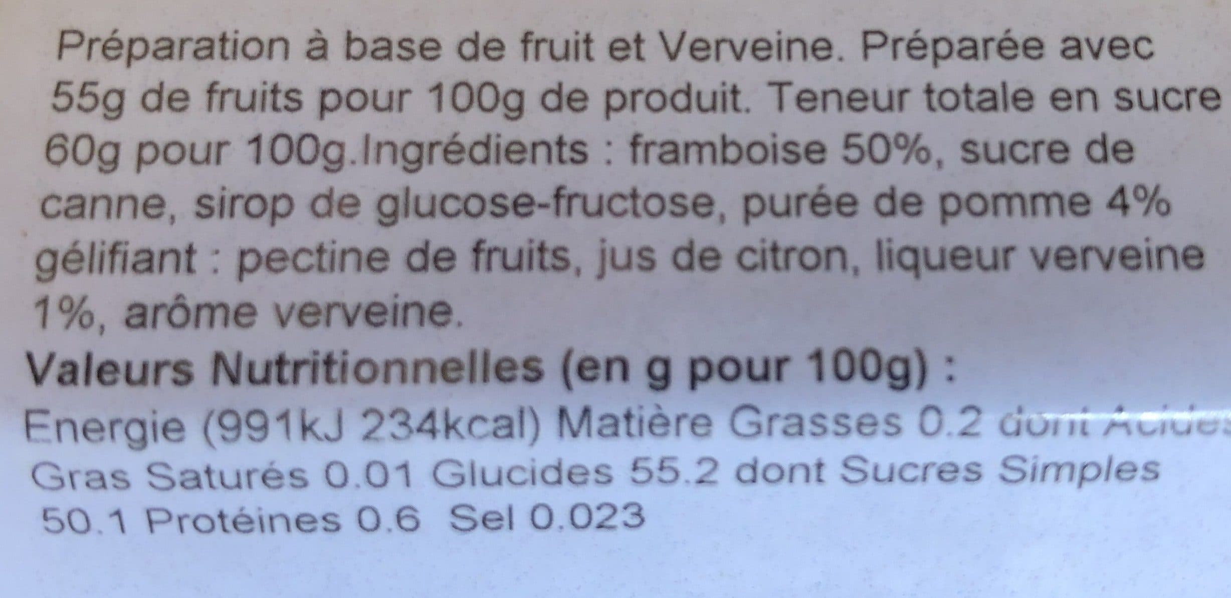 Open Food Facts Framboise rafraichie a la verveine packshot