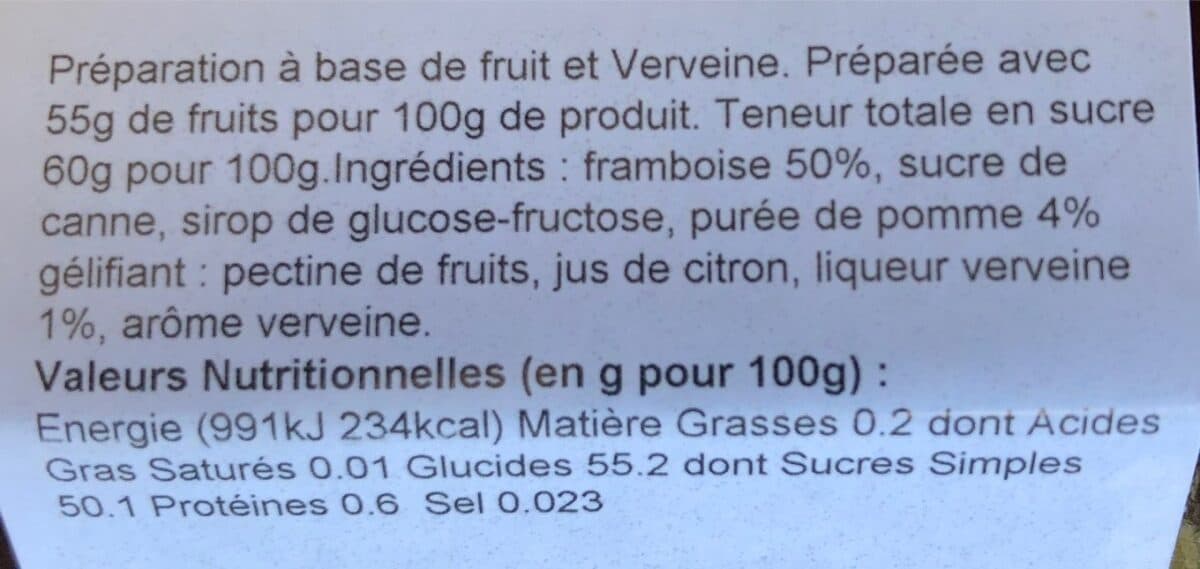 Open Food Facts Framboise rafraichie a la verveine packshot