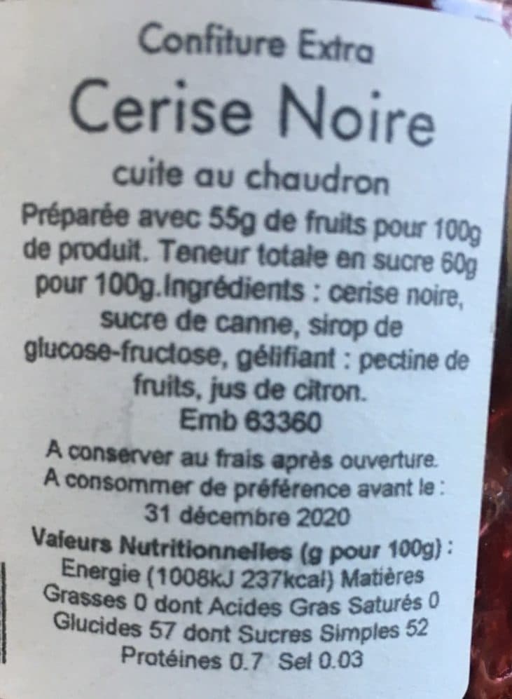 La Combe du Loup Confiture Cerise noire packshot