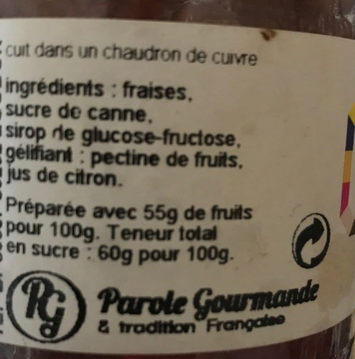 Parole Gourmande Confiture de fraises packshot