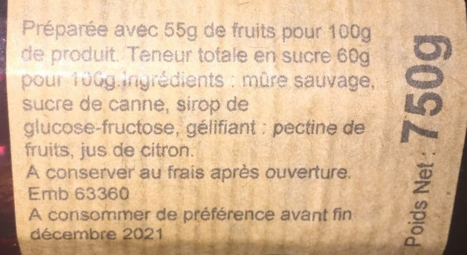 Open Food Facts Confiture extra mure sauvage packshot