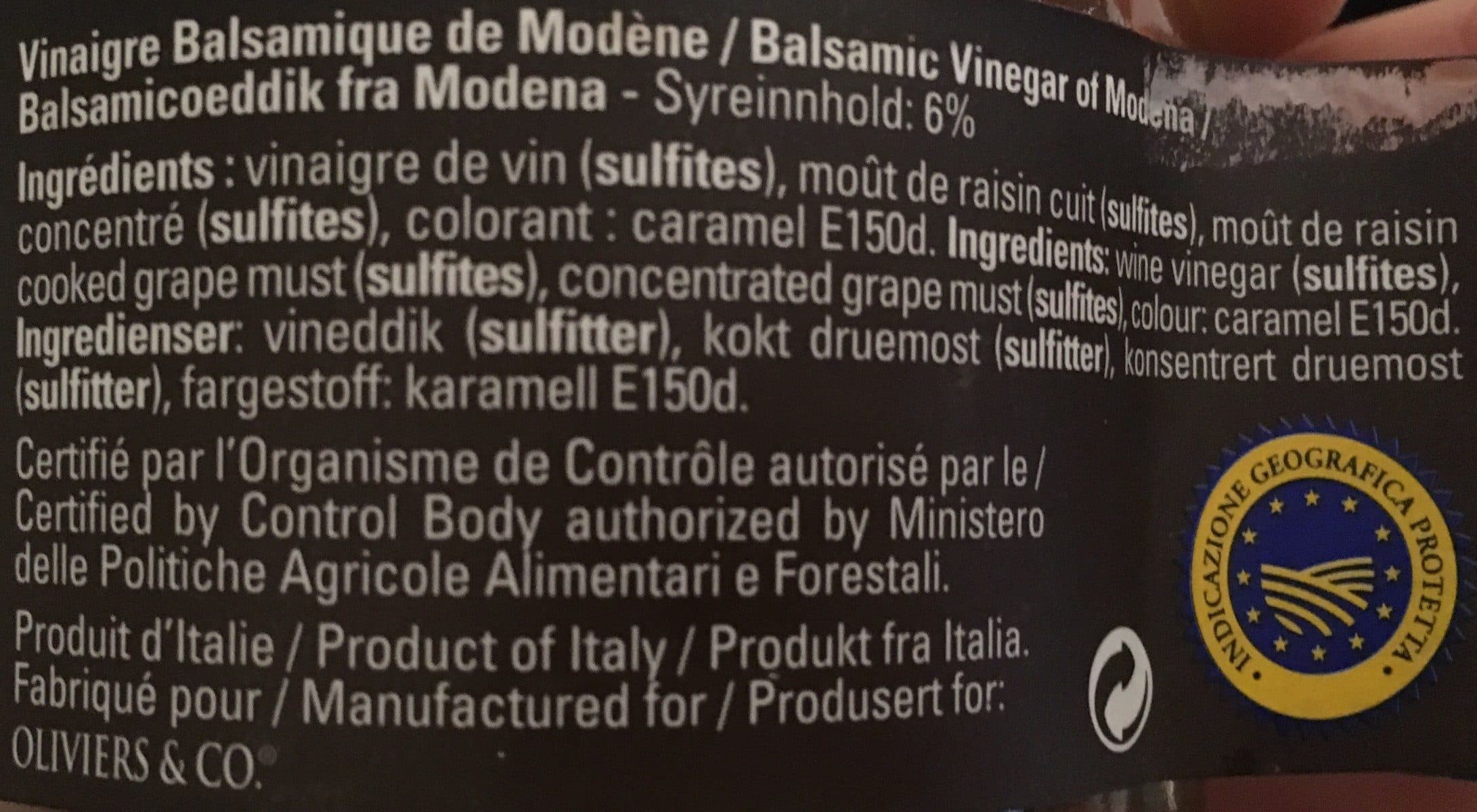 Oliviers & Co Vinaigre Balsamique de Modène packshot