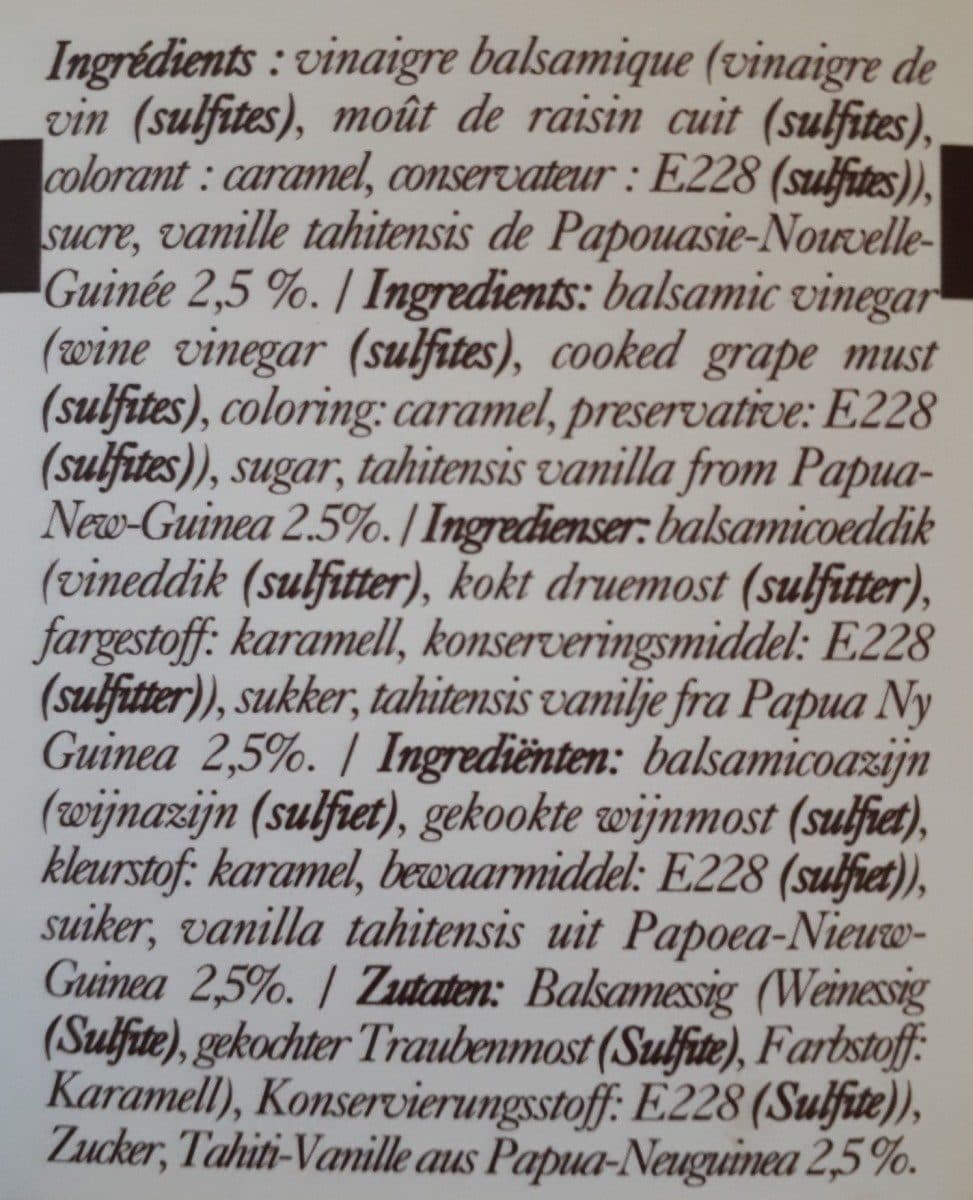 Open Food Facts Condiment balsamique à la vanille packshot