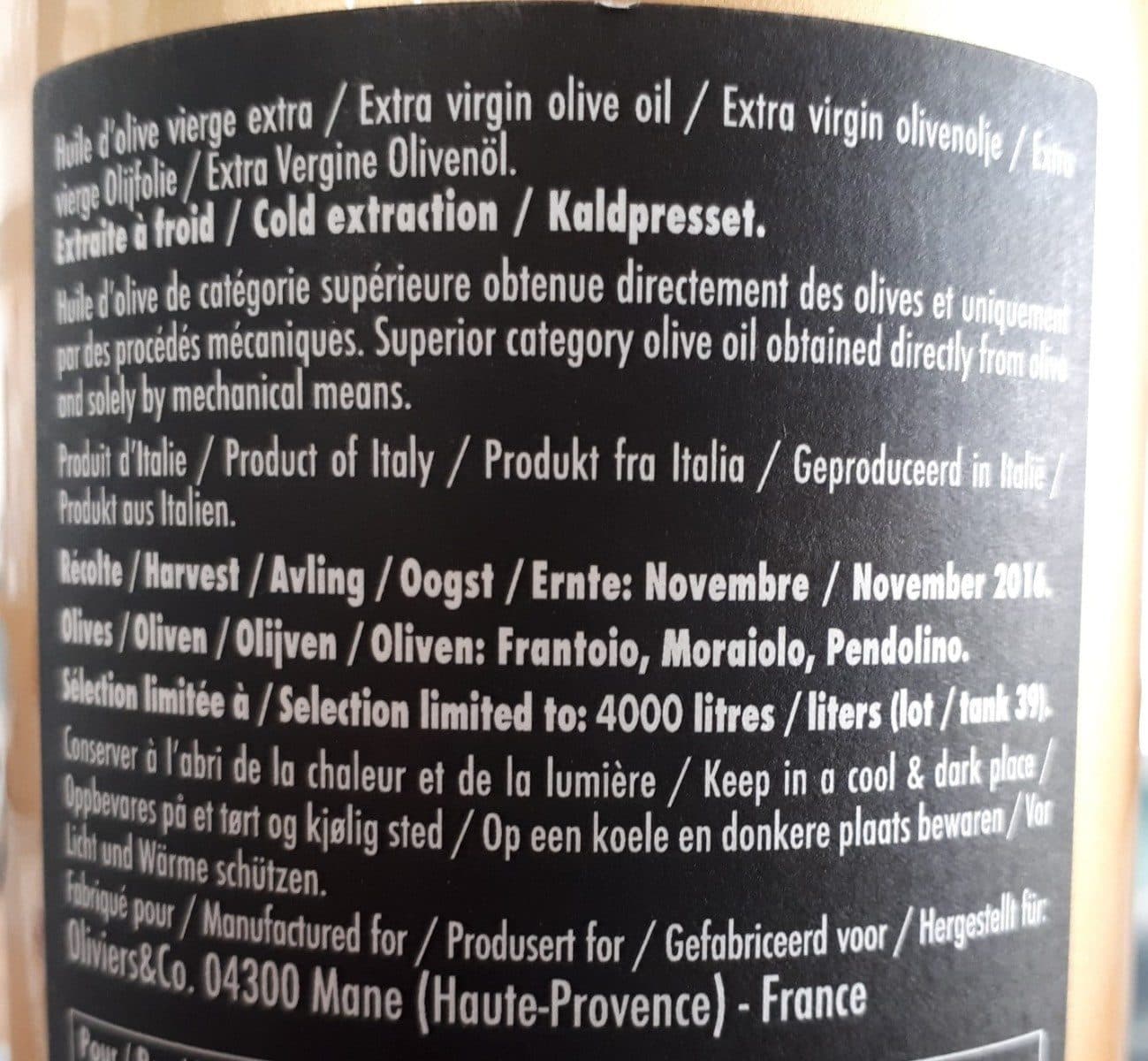 Olivier & Co Huile d'olive vierge extra nov. 2016 packshot
