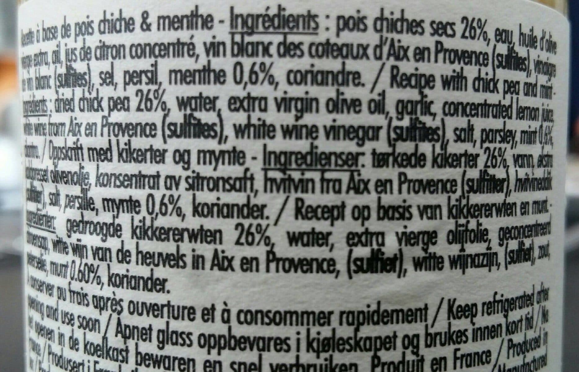 Olivier & Co Délice de pois chiche et menthe packshot