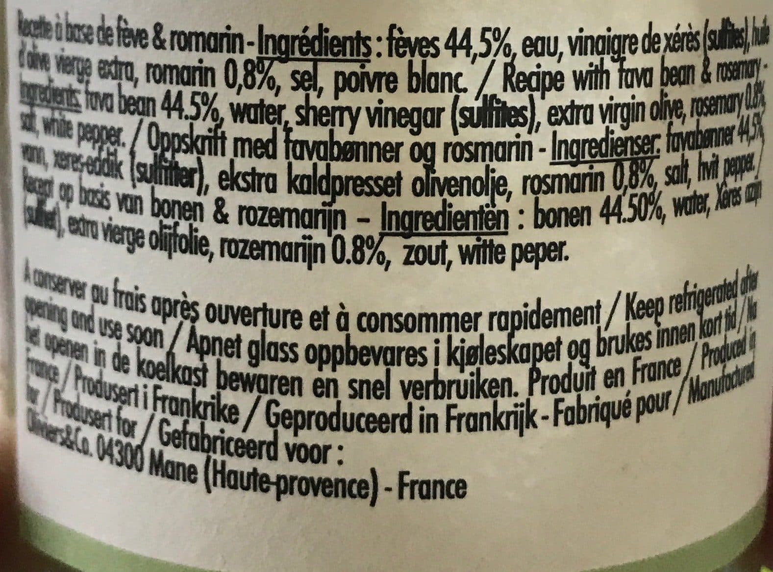 Oliviers&co Delice de feves et romarin packshot