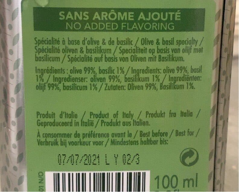 Olivier & Co Huile olive et basilic frais packshot