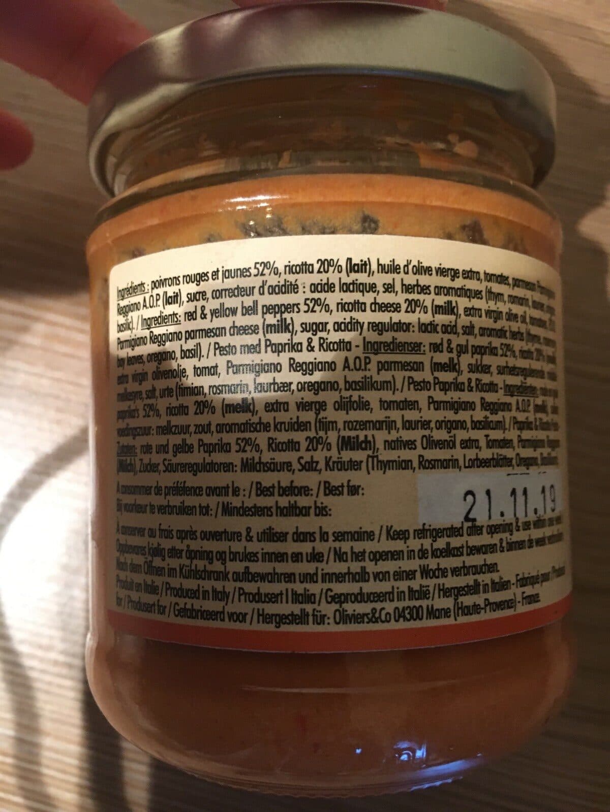 Olivier & Co Pesto poivron ricotta packshot