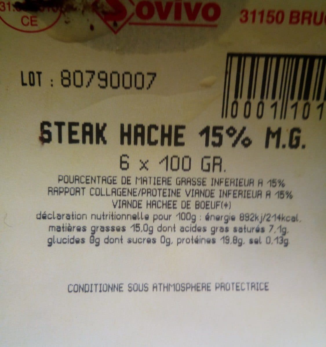 Open Food Facts Steak Haché Pur Bœuf packshot