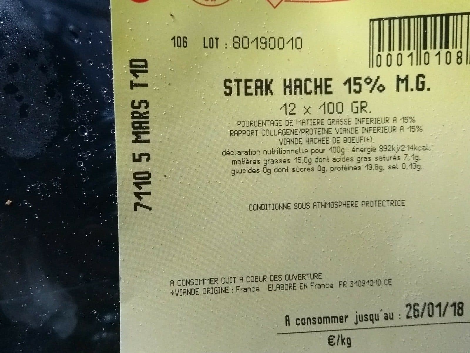 Open Food Facts Steak haché pur bœuf packshot