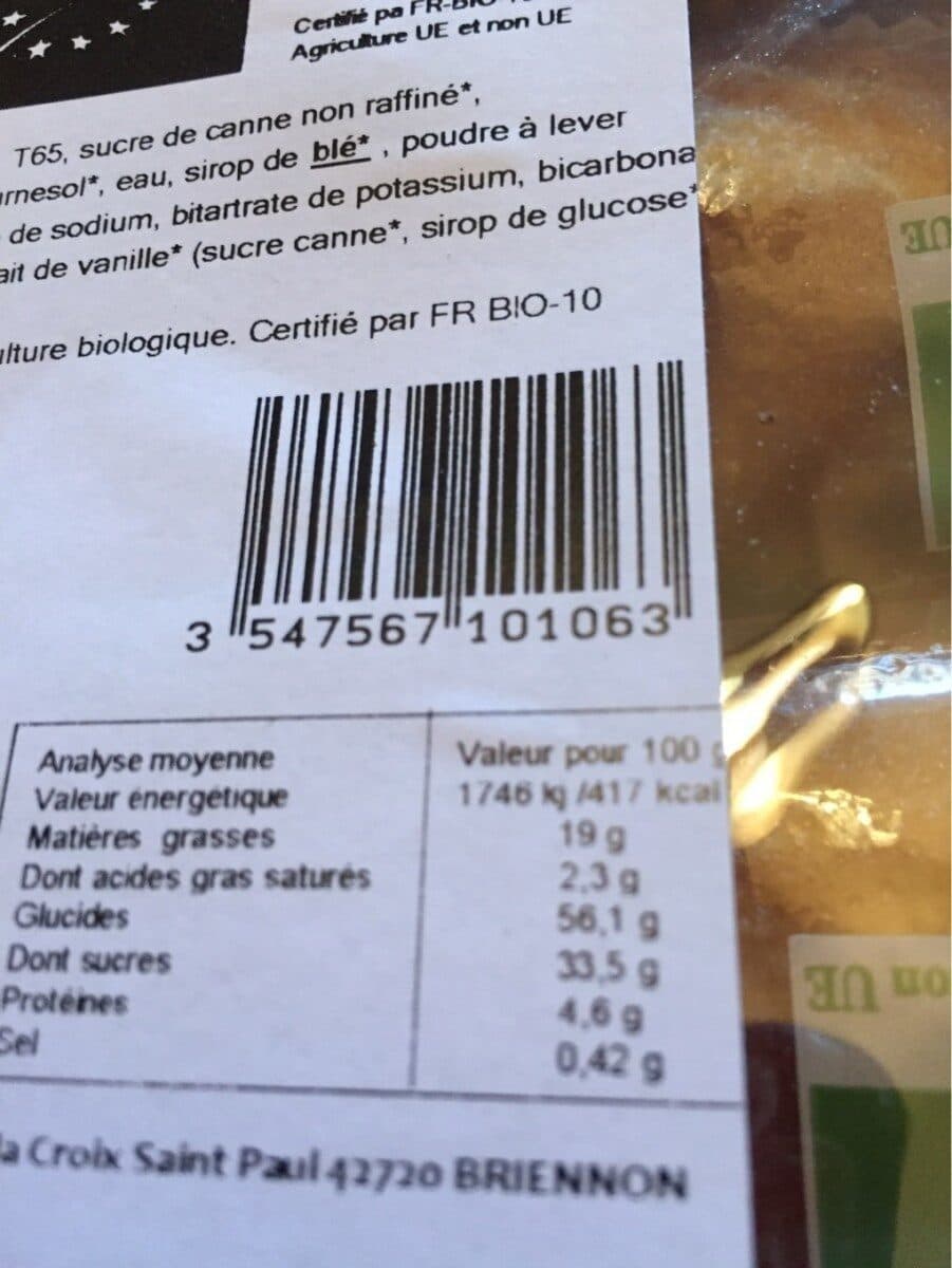 Open Food Facts 6 cakes natures packshot