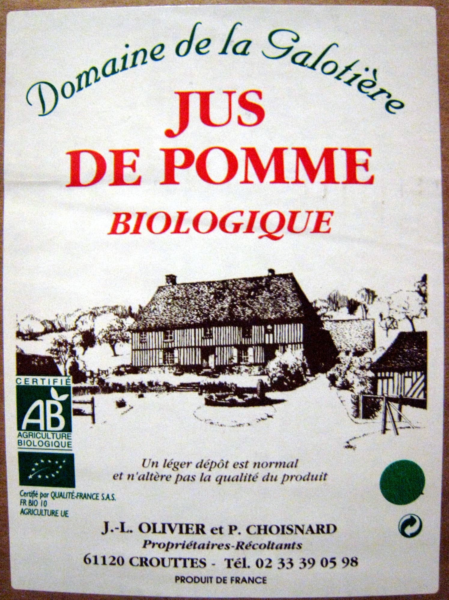 Domaine de la Galotière Jus de pomme packshot