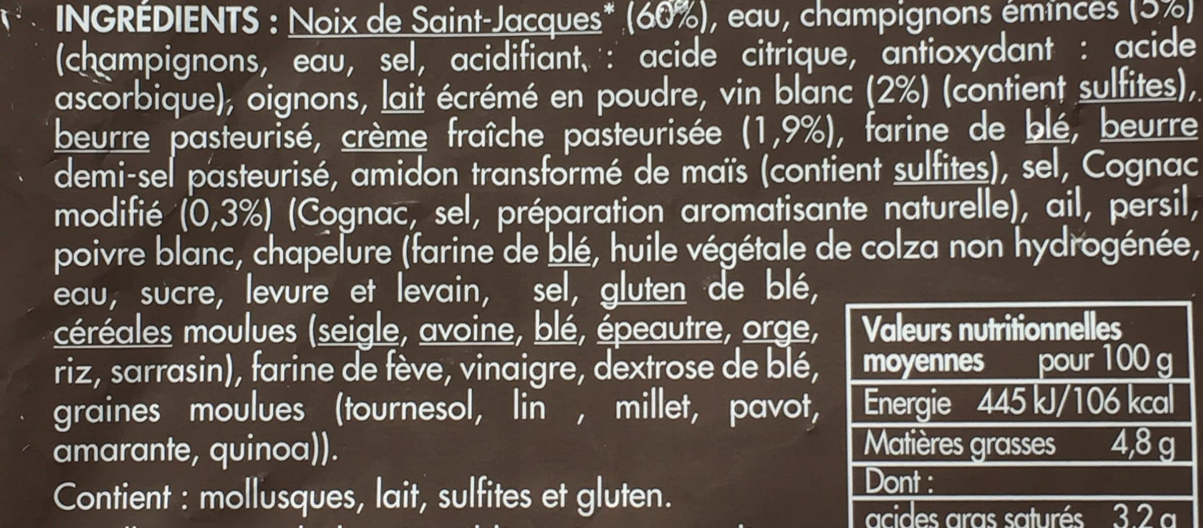 Toupargel 6 Coquilles Noix de St Jacques à la Bretonne 60% packshot
