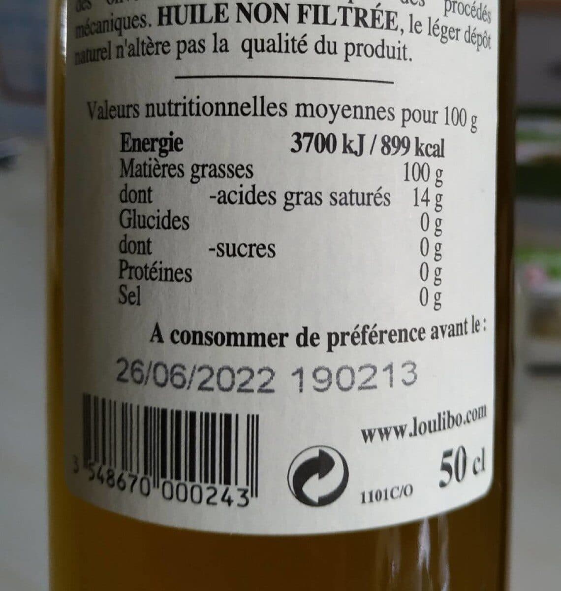 L'Oulibo Huile d'olive extra vierge packshot