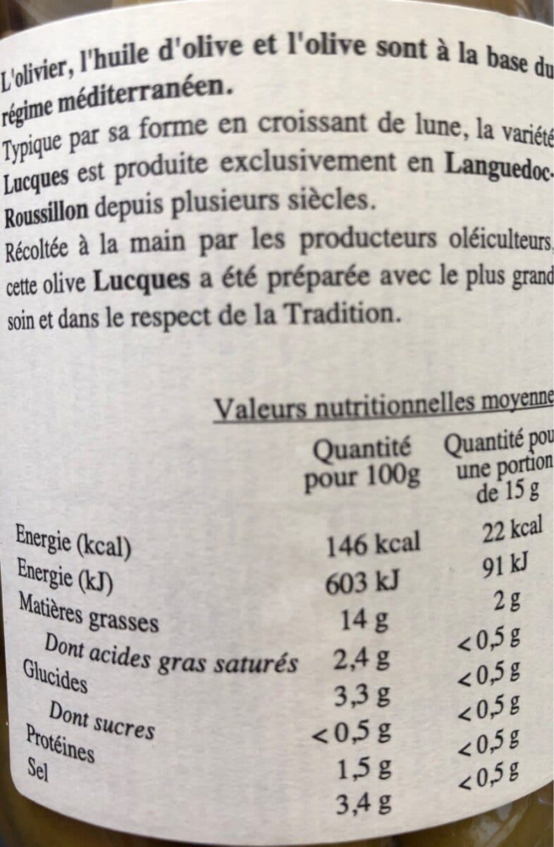 L'Oulibo Grüne "Lucques" Oliven Nature packshot
