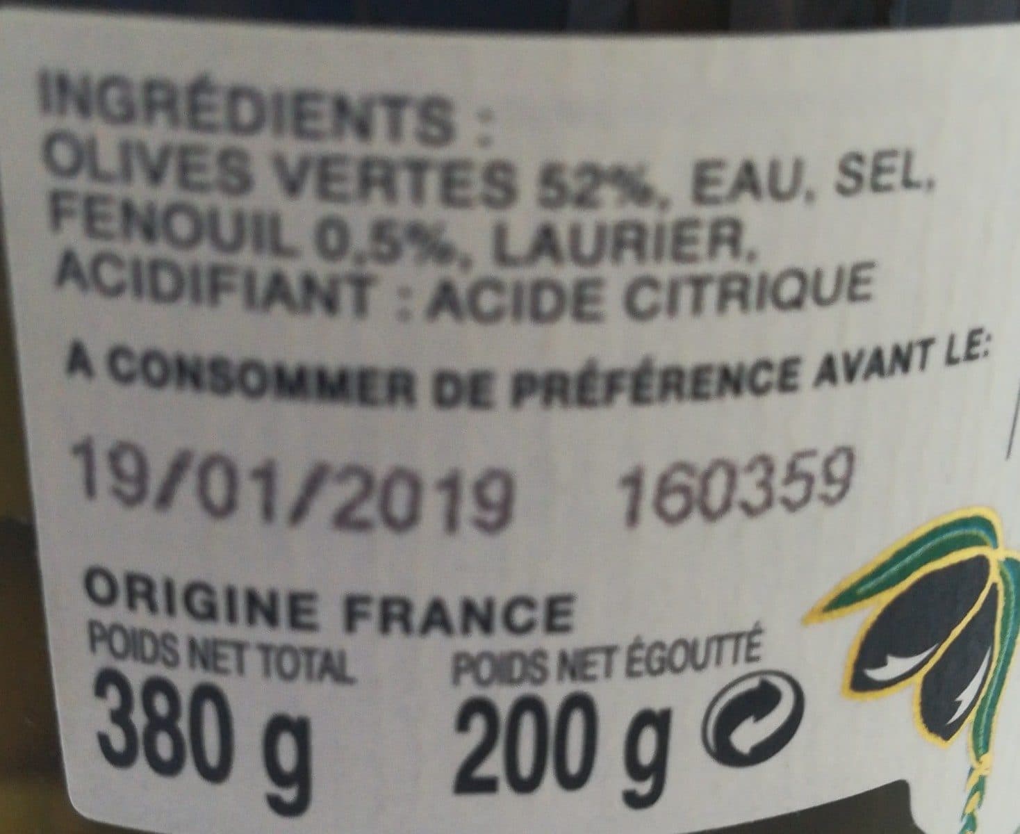 L'Oulibo L'oulibo Picholine Olives Vertes Au Fenouil (200g Glas) packshot