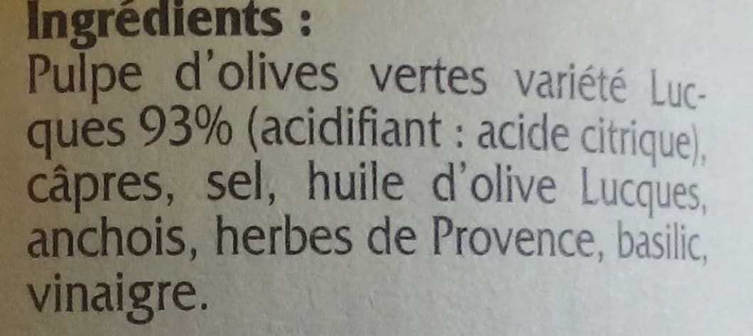 L'Oulibo Tapenade aux Olives Lucques Vertes packshot