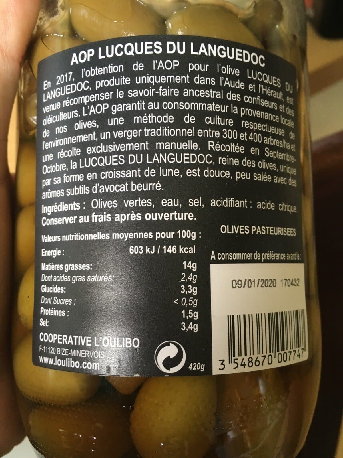L'Oulibo Lucques du languedoc packshot