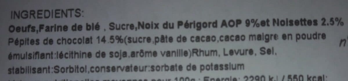 Open Food Facts Gâteau aux noix du Perigord & Chocolat packshot
