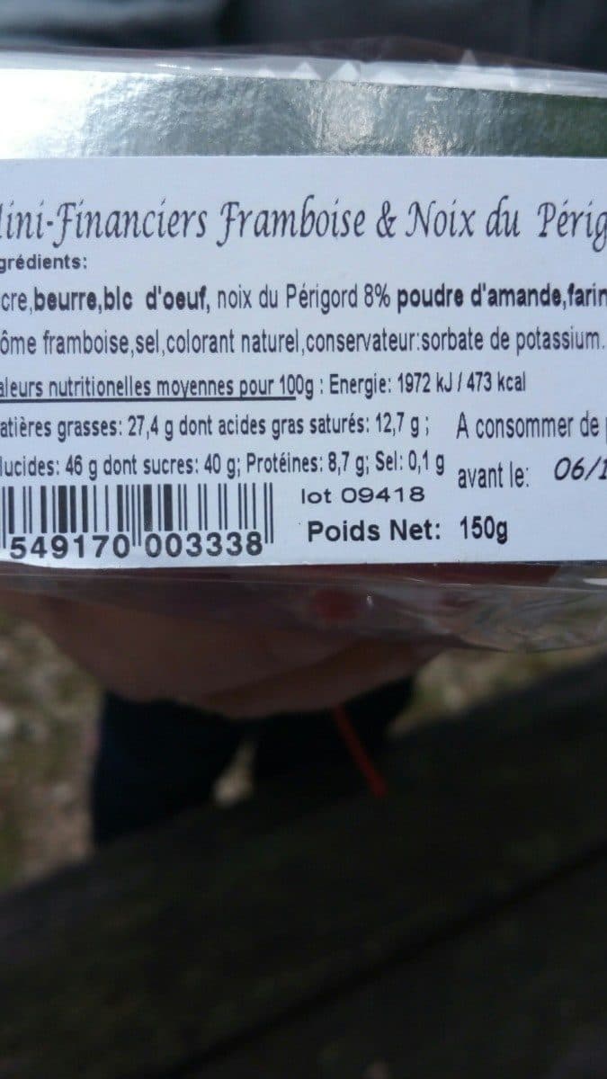 Open Food Facts Mini-financiers framboise et noix du Périgord packshot
