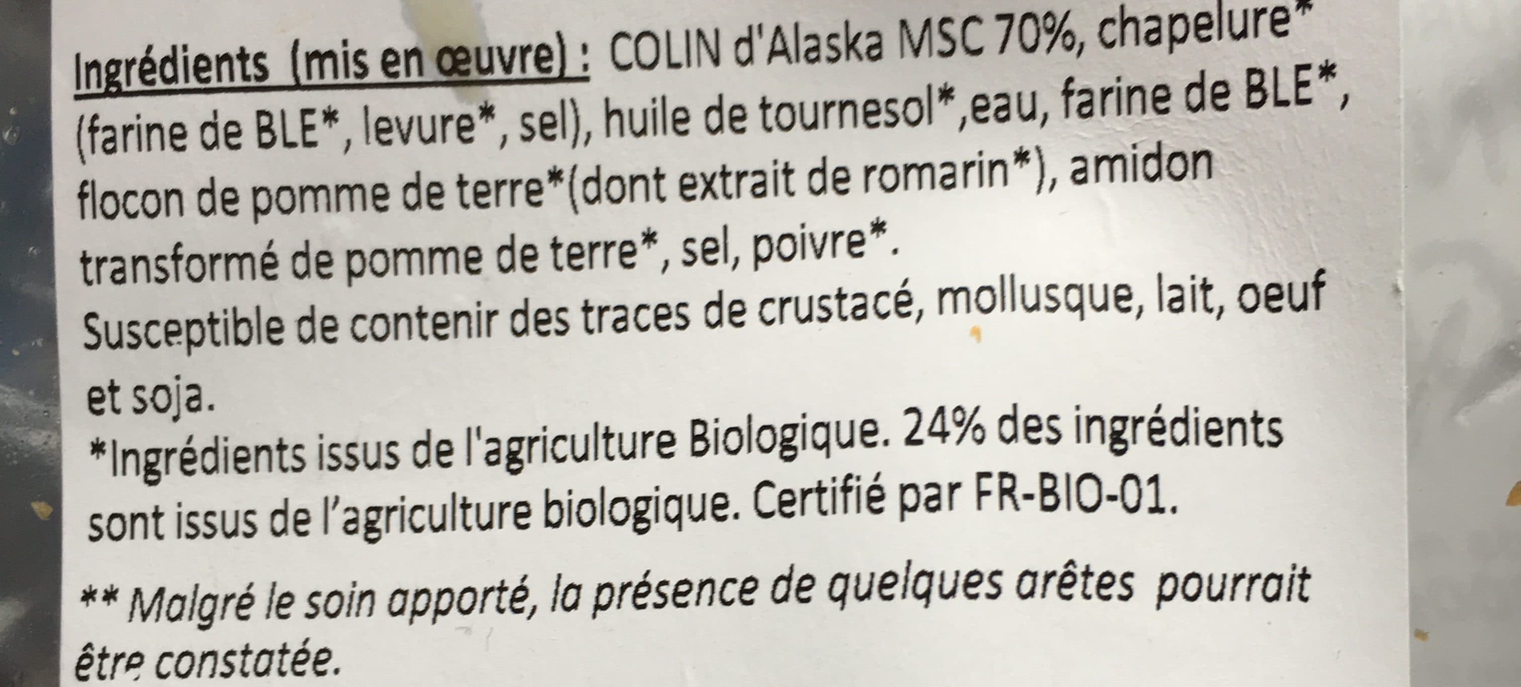 Bleu Vert Nuggets de colin d'alaska panure bio packshot