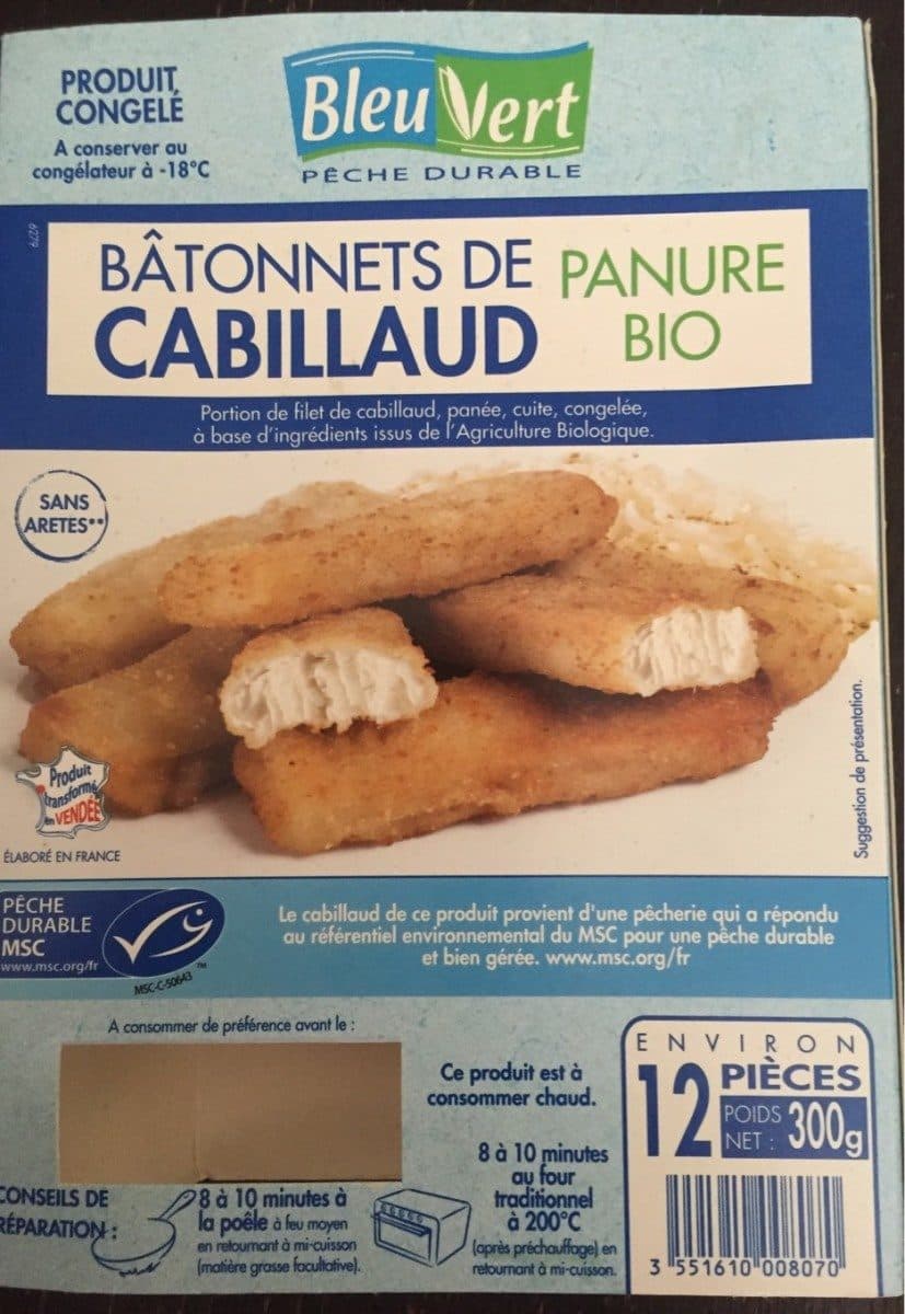 Bleu Vert Batonnets de Cabillaud packshot