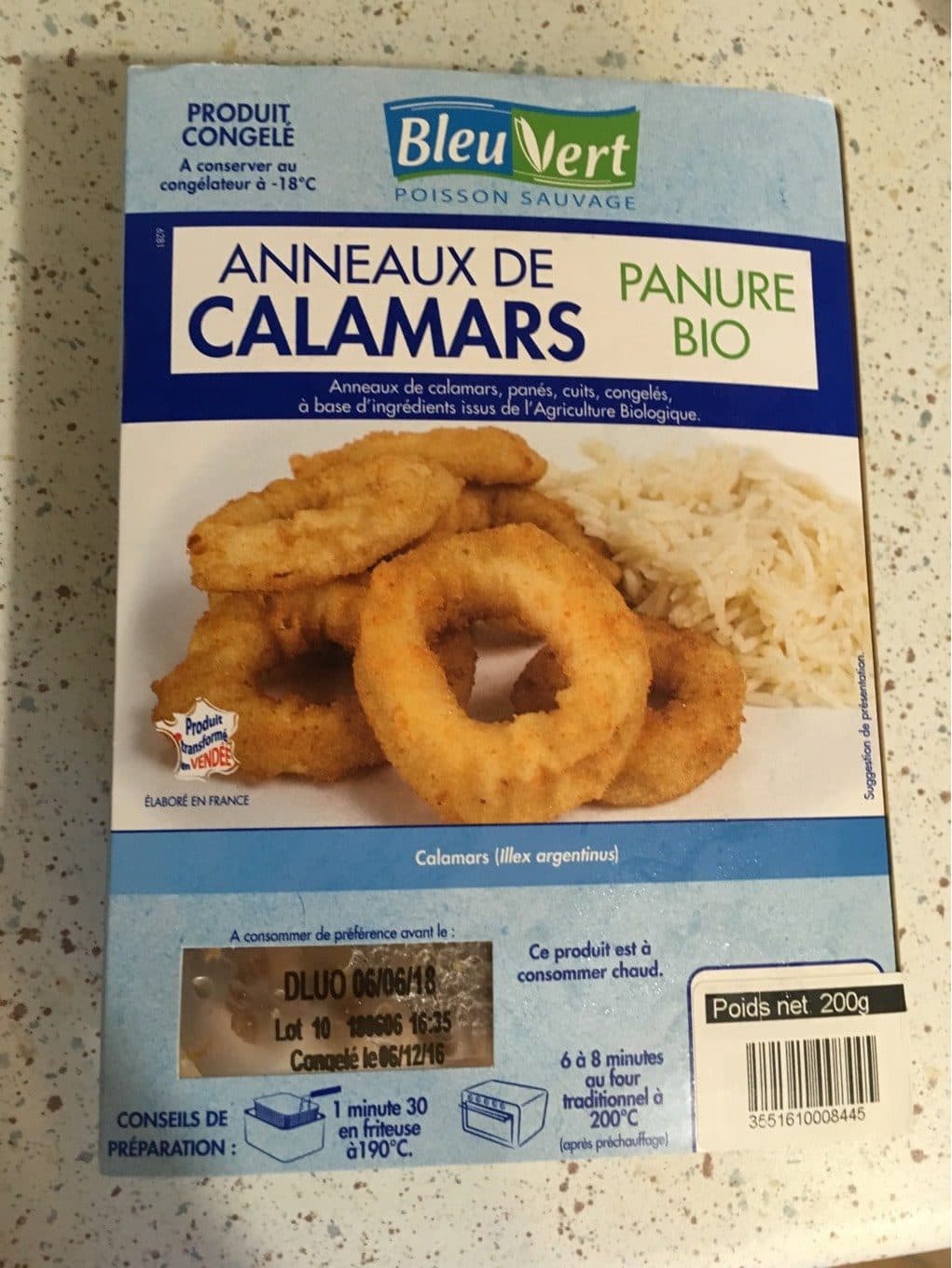 Bleu Vert Anneaux De Calamars Panes Surgeles packshot