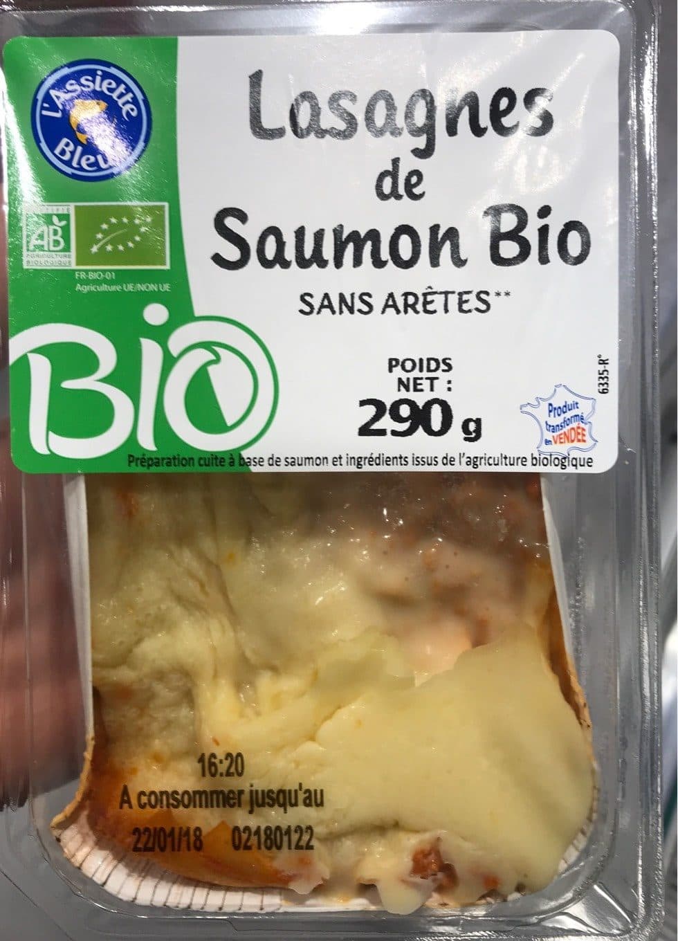L'assiette Bleue Lasagnes de saumon Bio packshot
