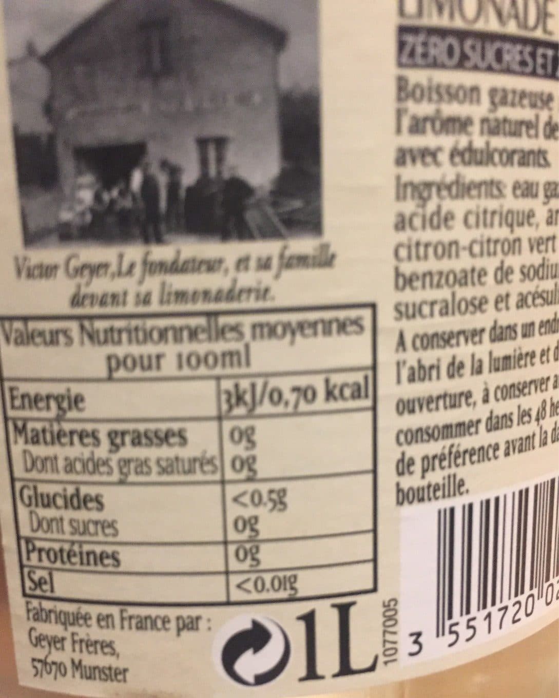 Lorina Limonade artinsanale zéro sucres packshot