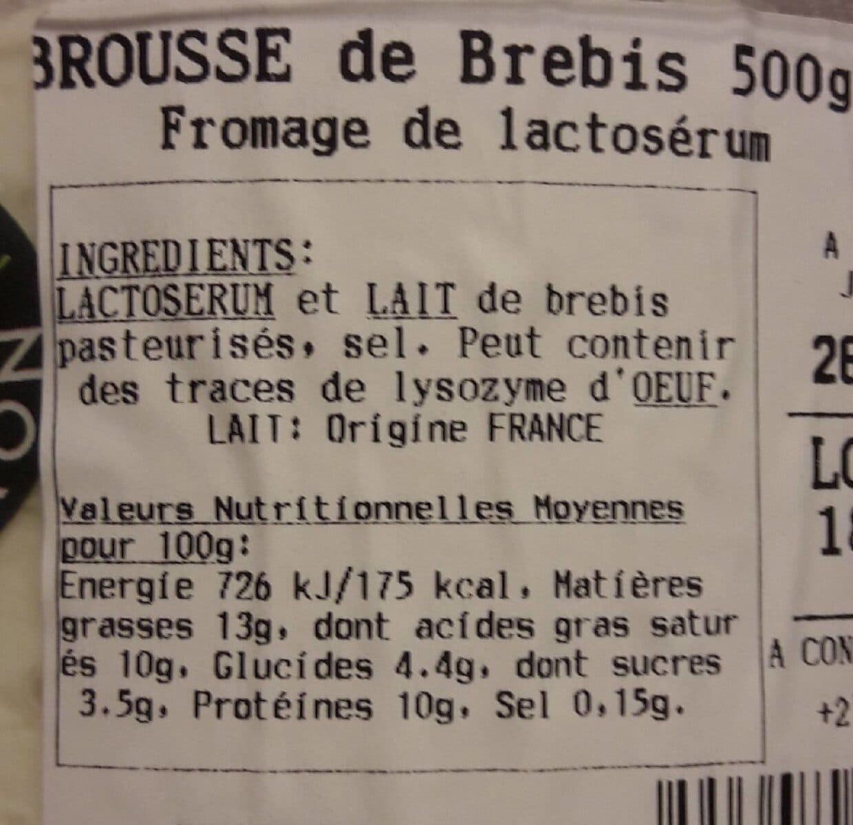 Open Food Facts Brousse de brebis packshot