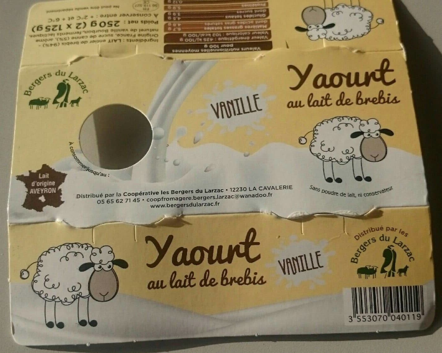 Bergers du Larzac Yaourt au lait de brebis vanille packshot