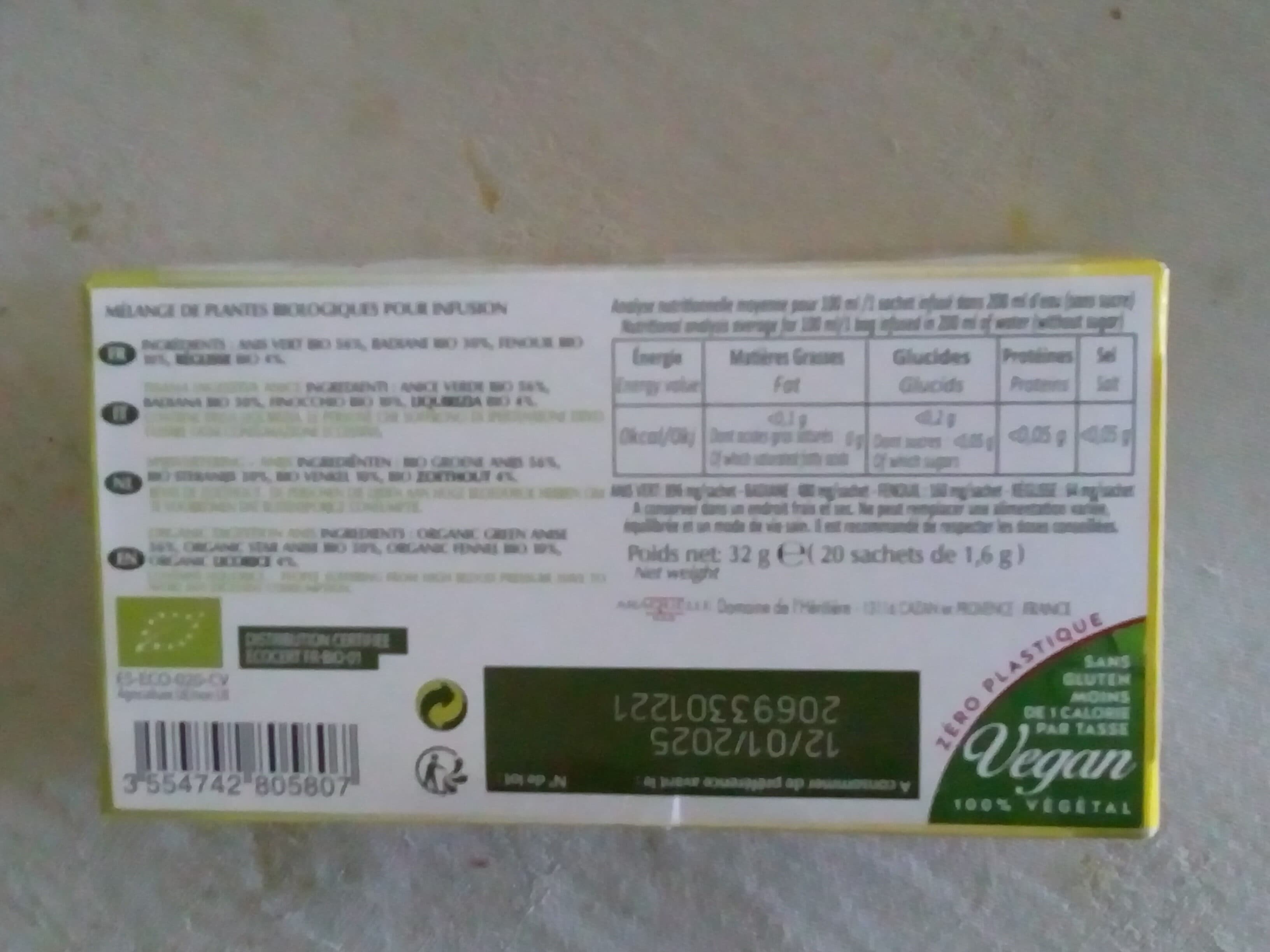 Romon Nature Tisane bio digestion saveur anis packshot
