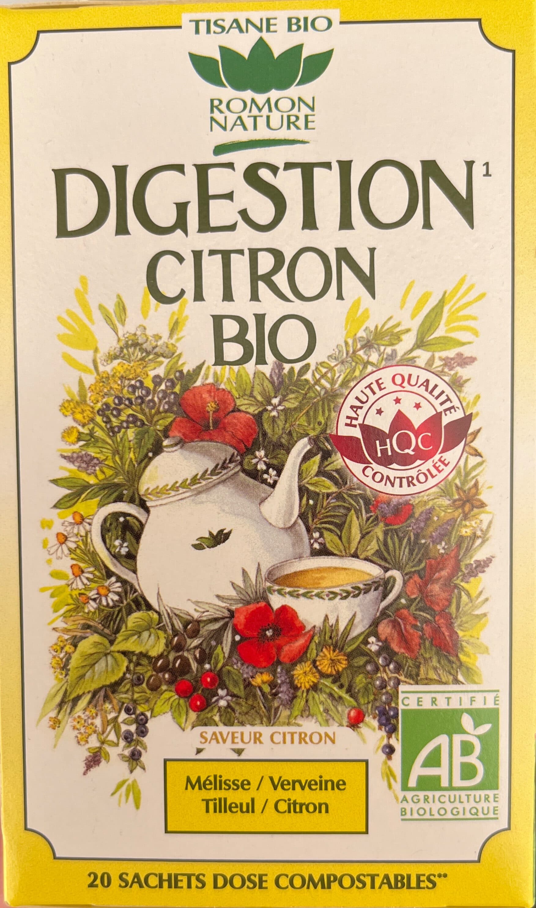 Romon Nature Tisane Digestion citron Bio packshot
