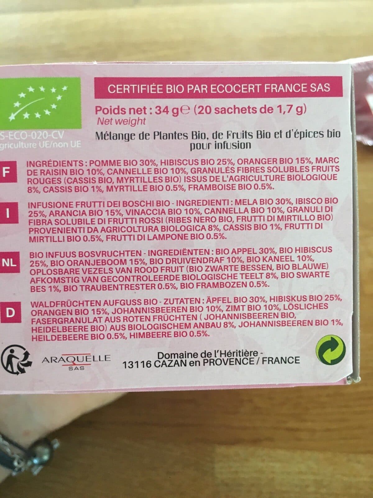 Romon Nature Infusion Fruits Des Bois Bio - 20 Sachets - Romon Nature packshot