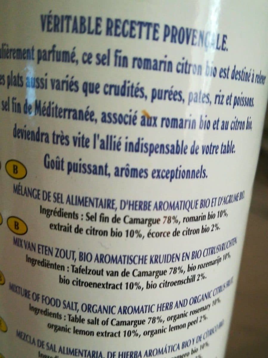 Provence d'antan Sel Fin De Camargue Romarin Bio Citron Bio packshot