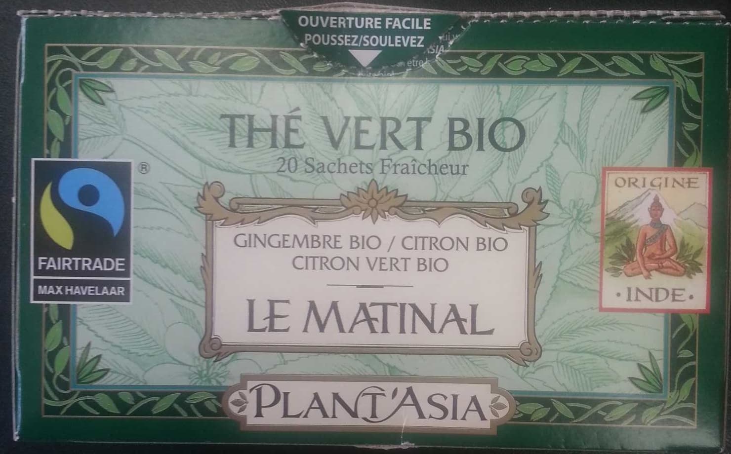 plant'asia thé vert bio - le matinal packshot