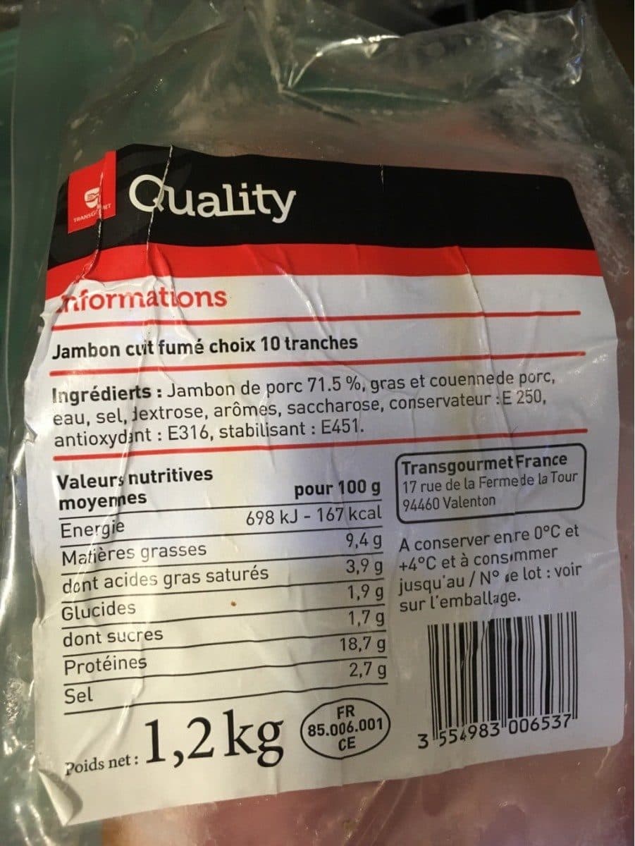 Transgourmet Jambon cuit fumé packshot
