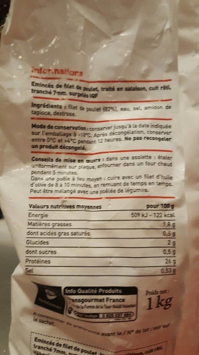 Transgourmet Évincés de filet de poulet roti packshot