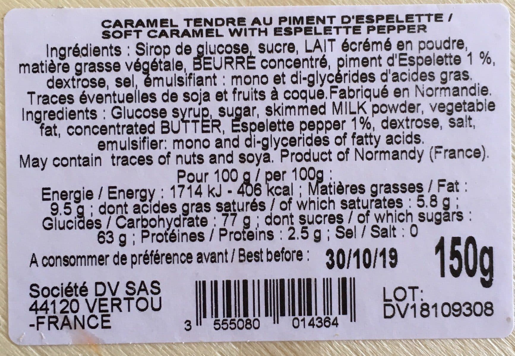 Open Food Facts Caramels au piment d'espelette packshot