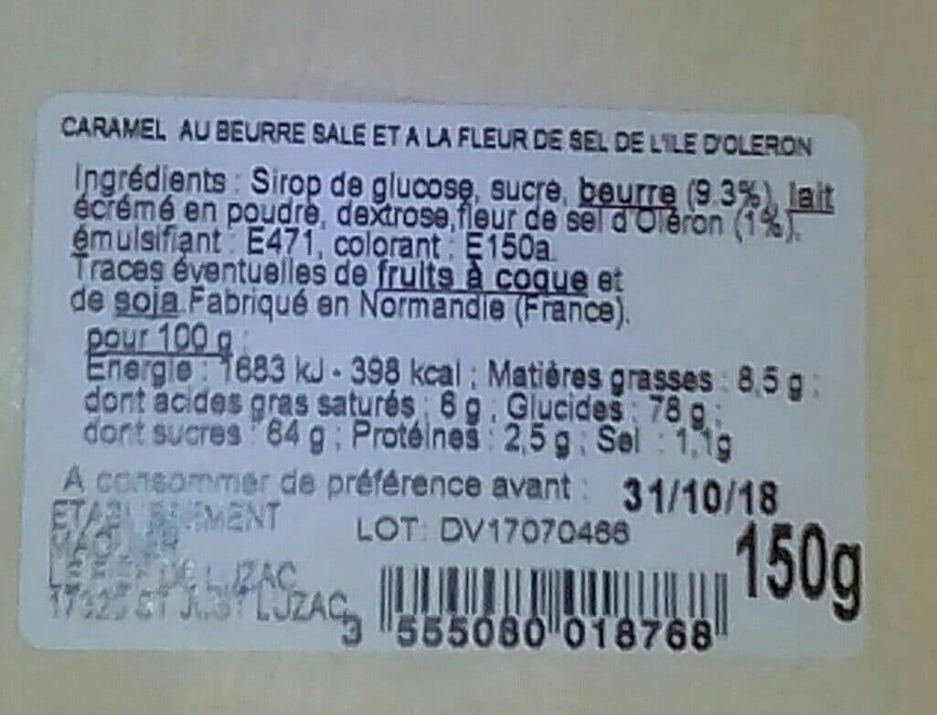 Open Food Facts Caramel au beurre salé et à la fleur de sel packshot