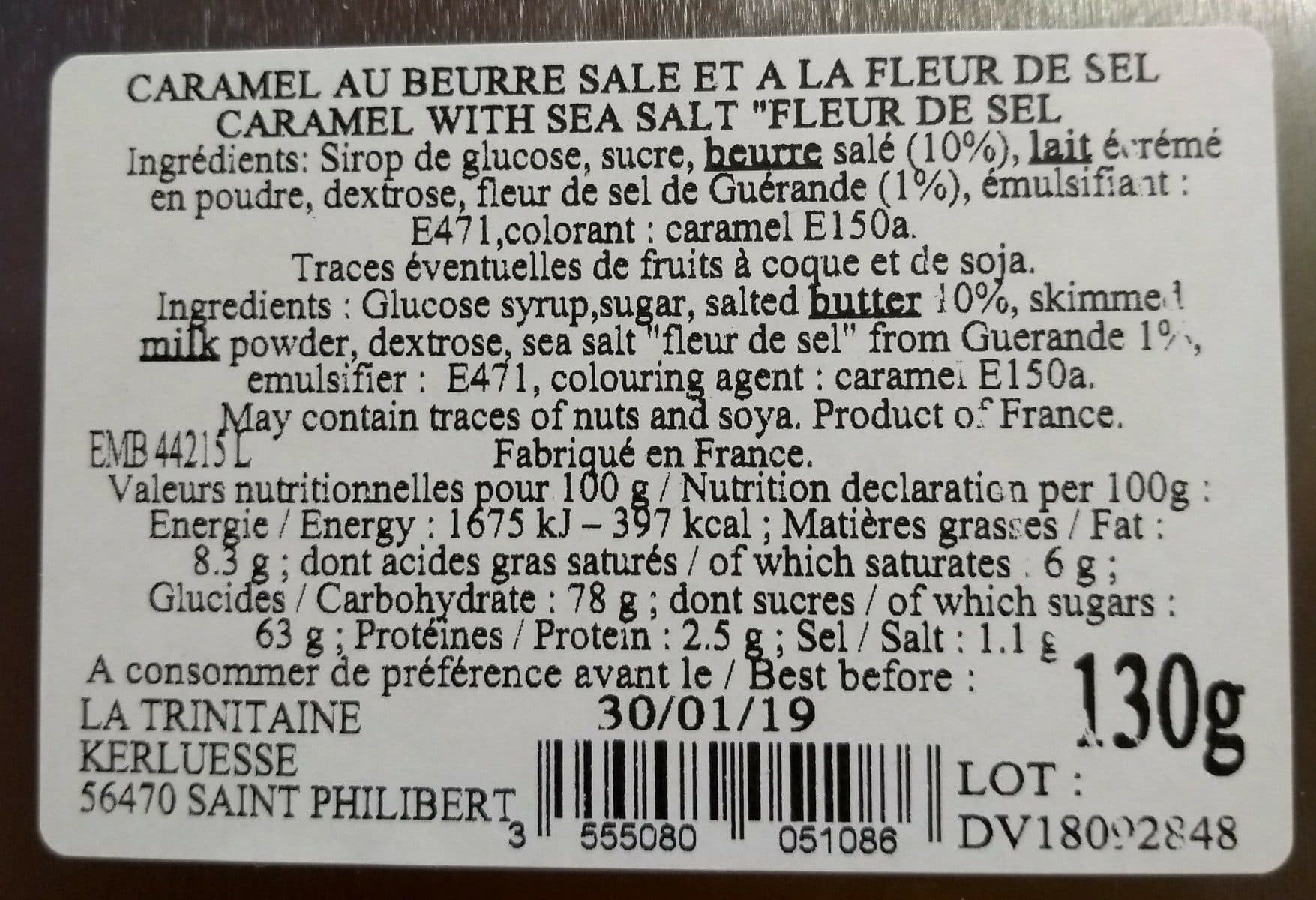 Open Food Facts Caramel au beurre salé et à la fleur de sel packshot