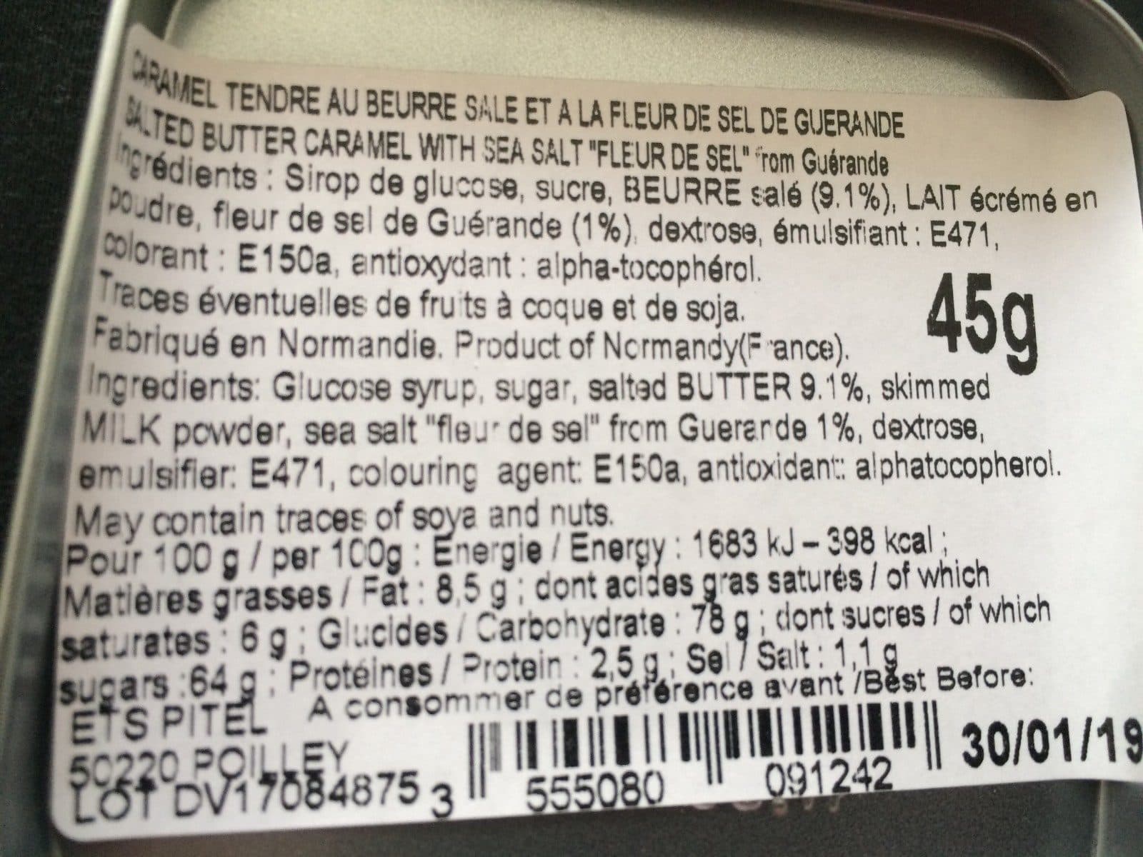 Open Food Facts Caramel tendre au beurre sale packshot