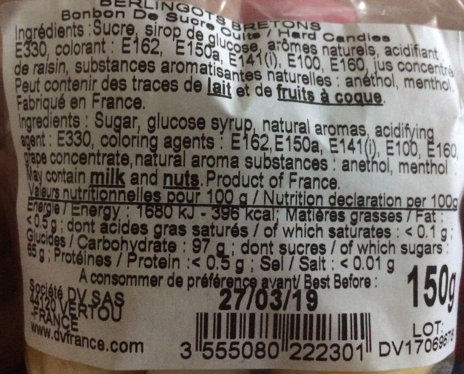 DV SAS Berlingot Bretons packshot