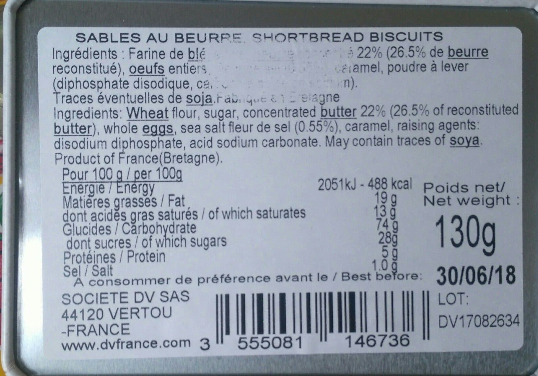 DV SAS Sablés au beurre packshot